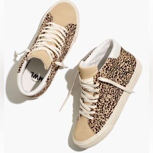 Madewell Sidewalk High-Top Sneakers in Spotted Calf Hair